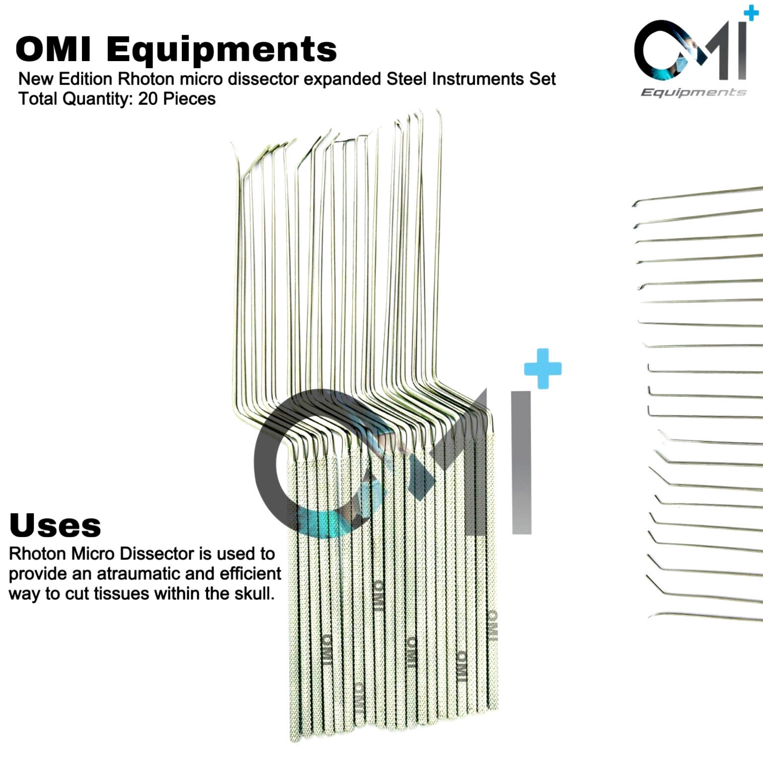 New Edition Rhoton micro dissector expanded Steel 20 X PCs Instruments Set by OM