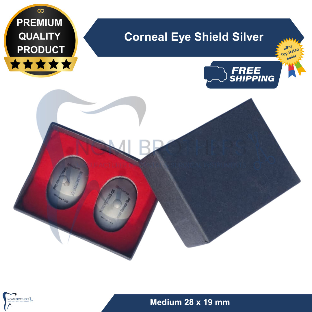 German Stainless Steel Corneal Shield Medium Autoclavable 28x19mm Eye Protector