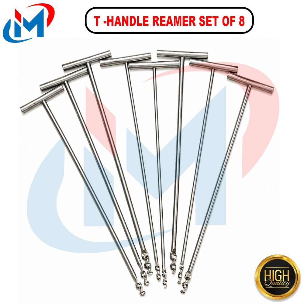 Orthopedic T-Handle Reamer Set 8 Pcs 7mm–14mm Surgical Instrument Stainless Stel