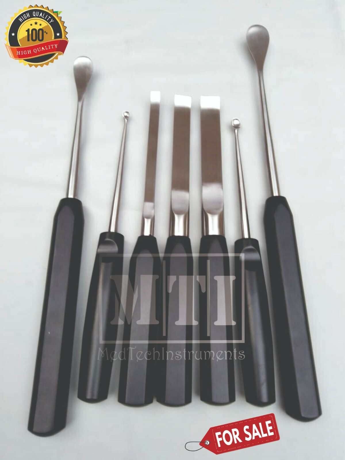 Periosteal Elevator Chisels Bone Curette Orthopedics Spine Instruments 7 PCS