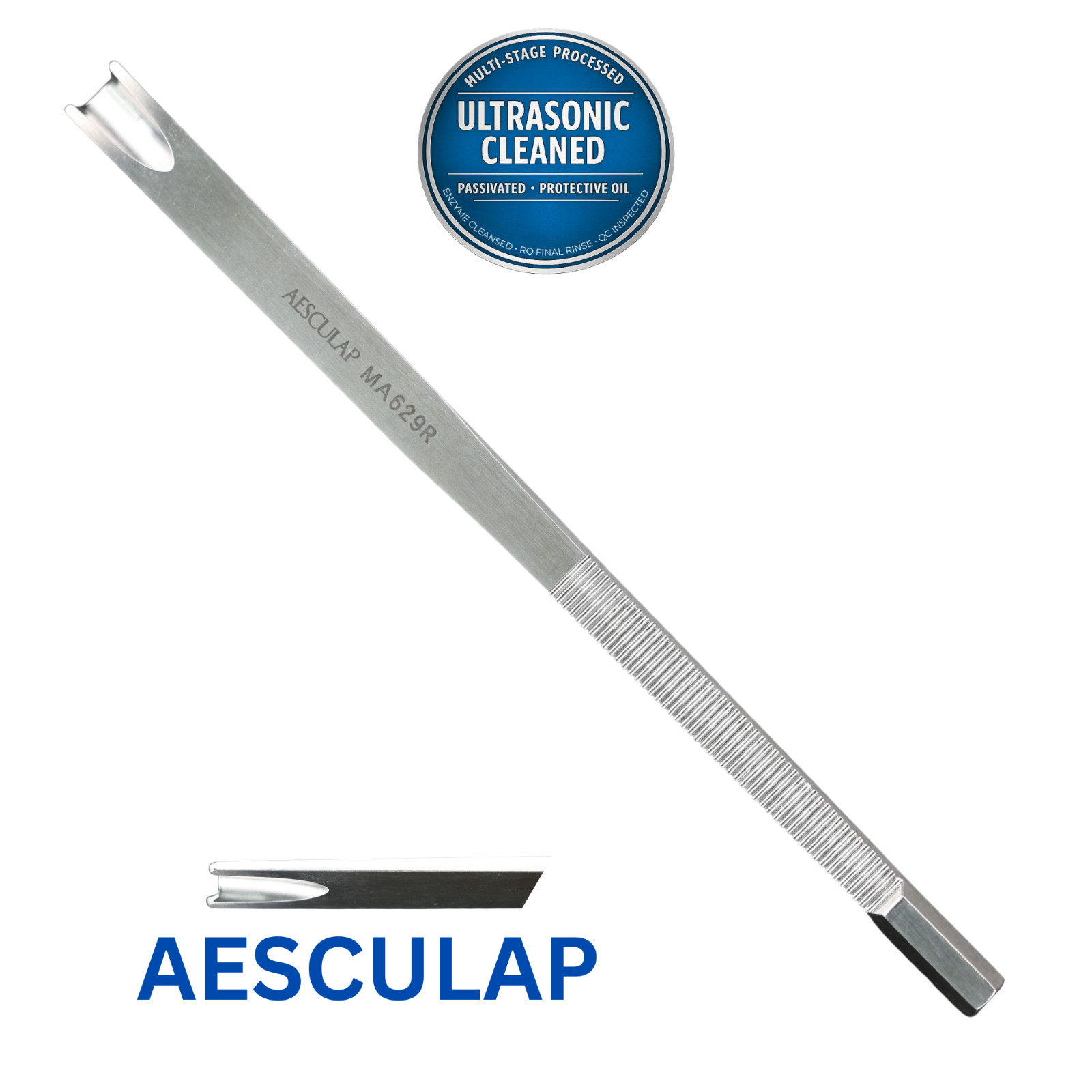 AESCULAP MA629R Parkes Hump Gouge, 6mm Wide Blade, Double Guard, Straight, 7″