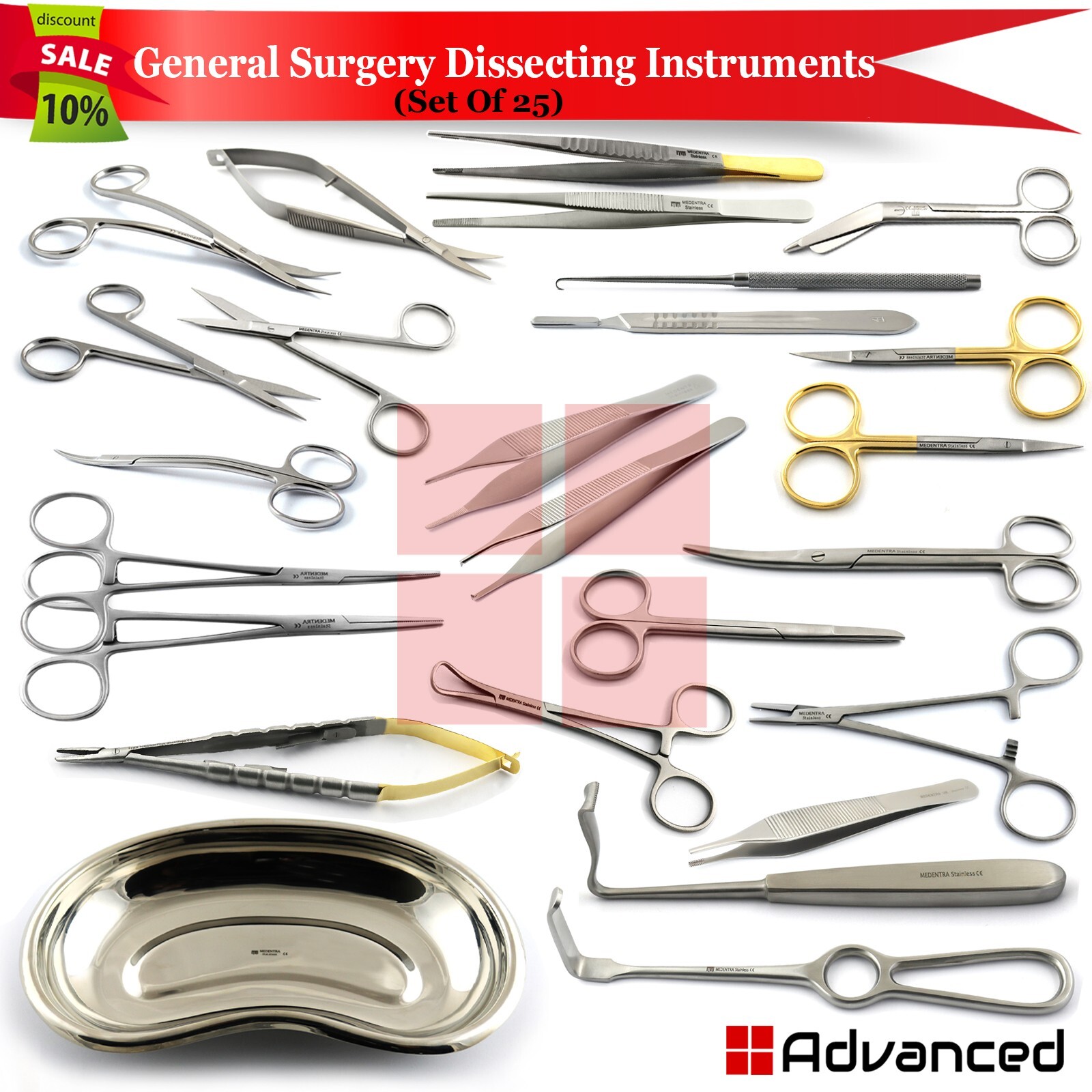 Basic General Surgery Set Tay 25Pcs Stainless Steel Surgical Instruments