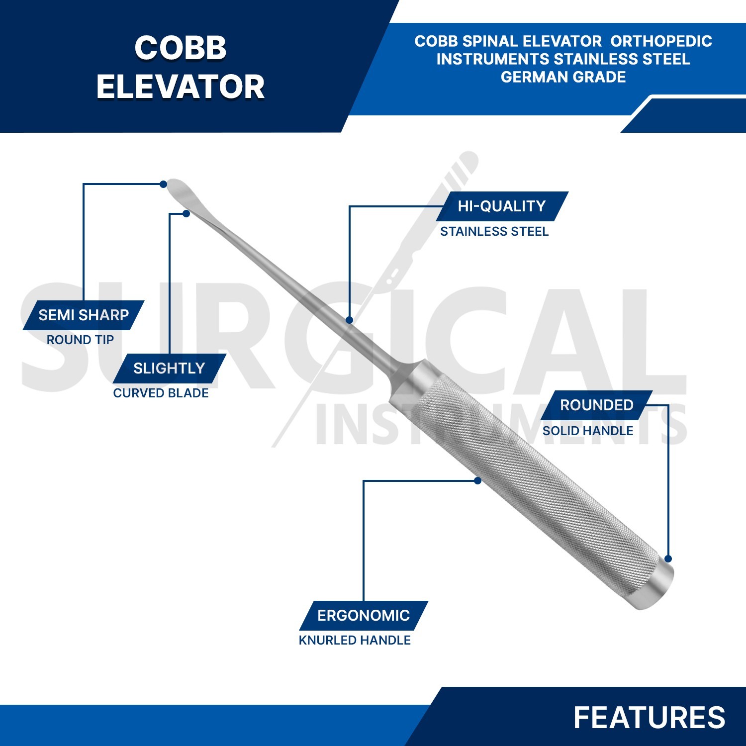 Elevator Spinal Cobb Orthopedic Surgical Vet,Inst Cur. Stainless German Grade