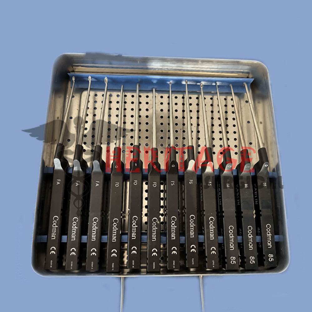 Spine-Offset Lumbar Curettes-Codman 12 Curettes full set