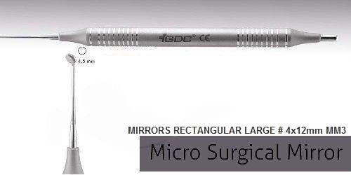 DENTAL INSTRUMENT MICRO SURGICAL MIRRORS RECTANGULAR LARGE # 4X12 MM3 Stainless+