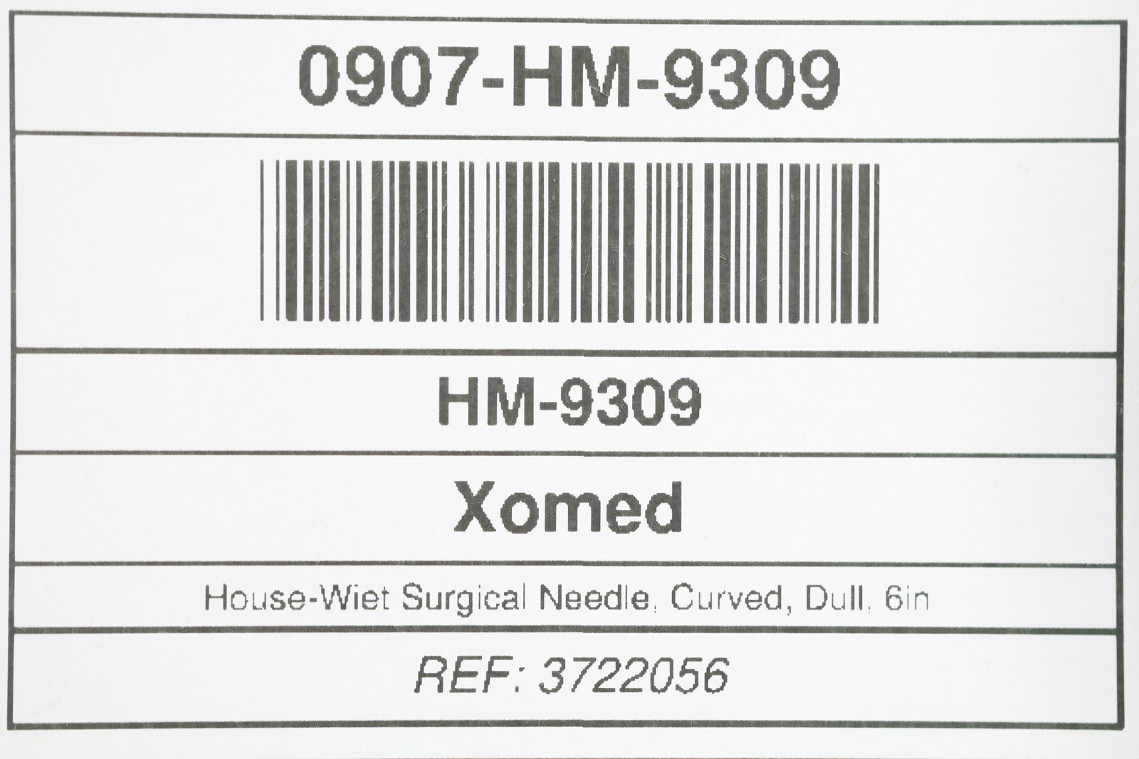 Xomed 3722056 House-Wiet Surgical Needle, Curved, Dull, 6in