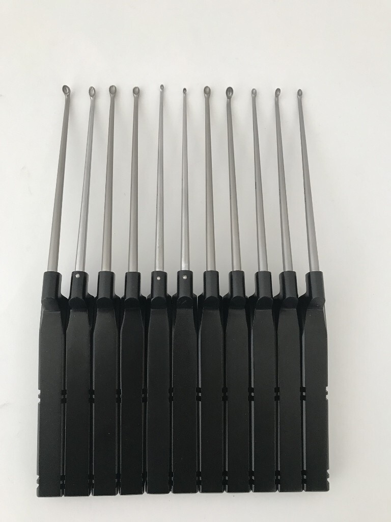 KARLIN TYPE SPINAL CURETTE 11 PCS SET BLACK HANDLE SURGICAL INSTRUMENTS,
