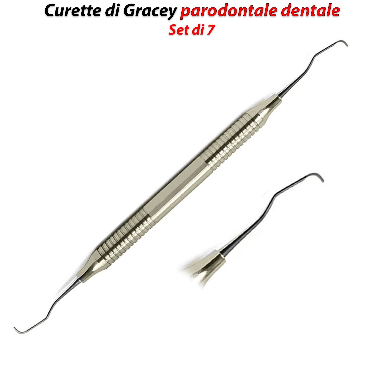 Dentale Gracey Curettes Manico Cavo strumenti parodontali chirurgici Set di 7
