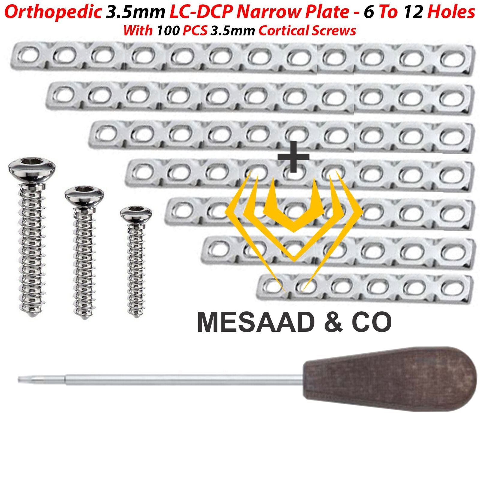 OR Grade 3.5mm LC-DCP Narrow Platez – 6 To 12 H & 100 PCS 3.5mm Cortical Screwz