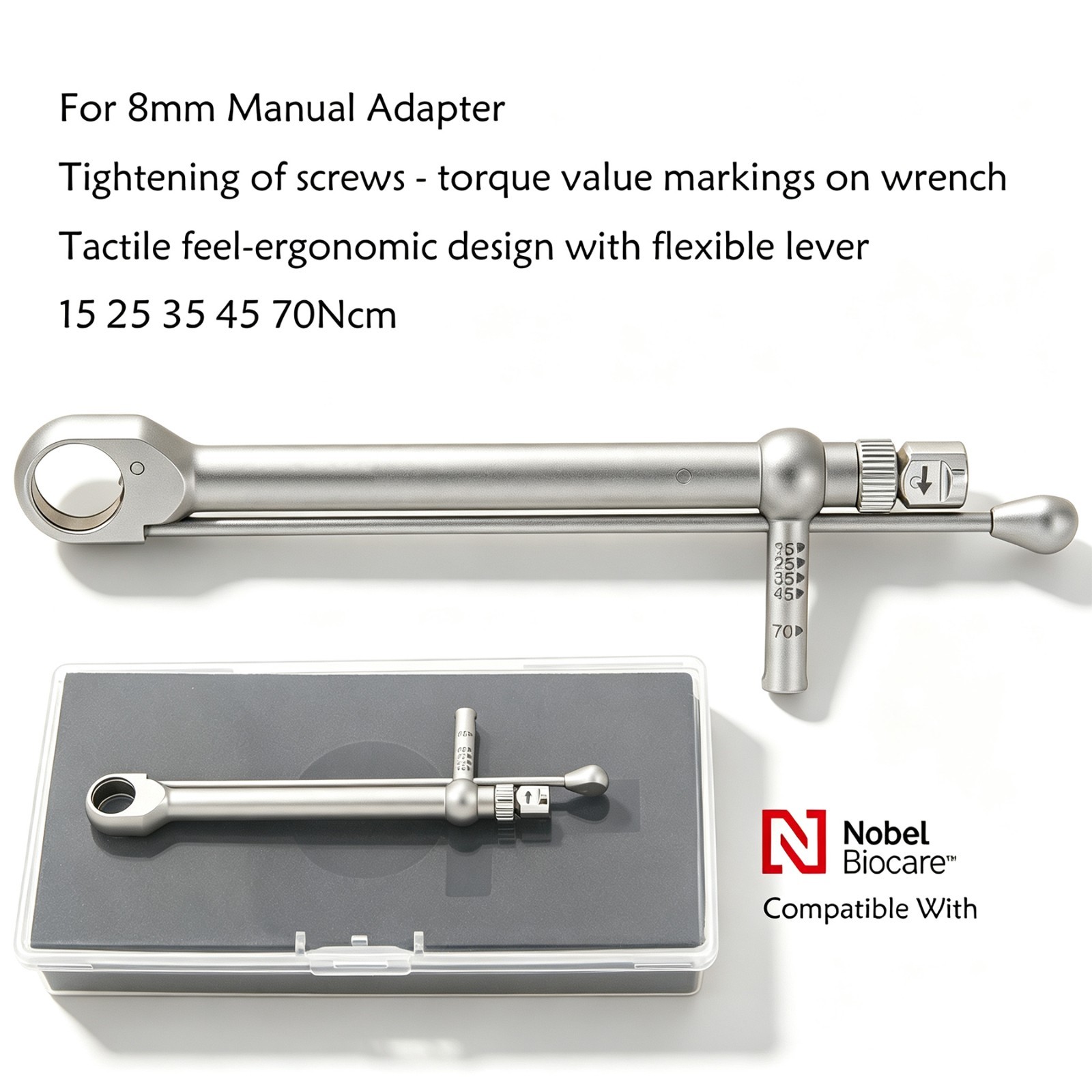 Nobel Biocare Manual Dental Implant Torque Wrench Surgical Prosthetic 15-70Ncm