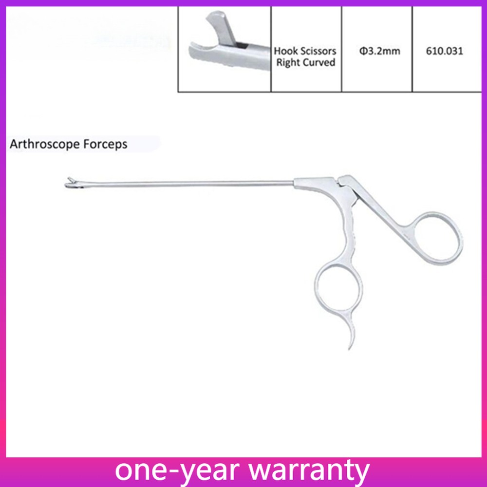 Autoclavable ø3.2mm Right Curved Arthroscopic Hook Scissors Orthopedics Forceps