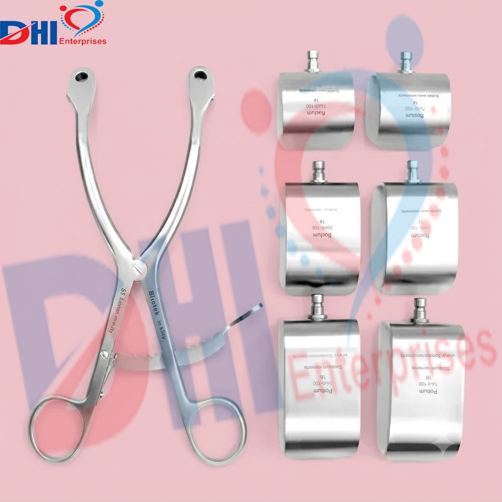 KOLBEL SELF-RETAINING SHOULDER RETRACTOR HANDLE SET WITH 6 BLADES