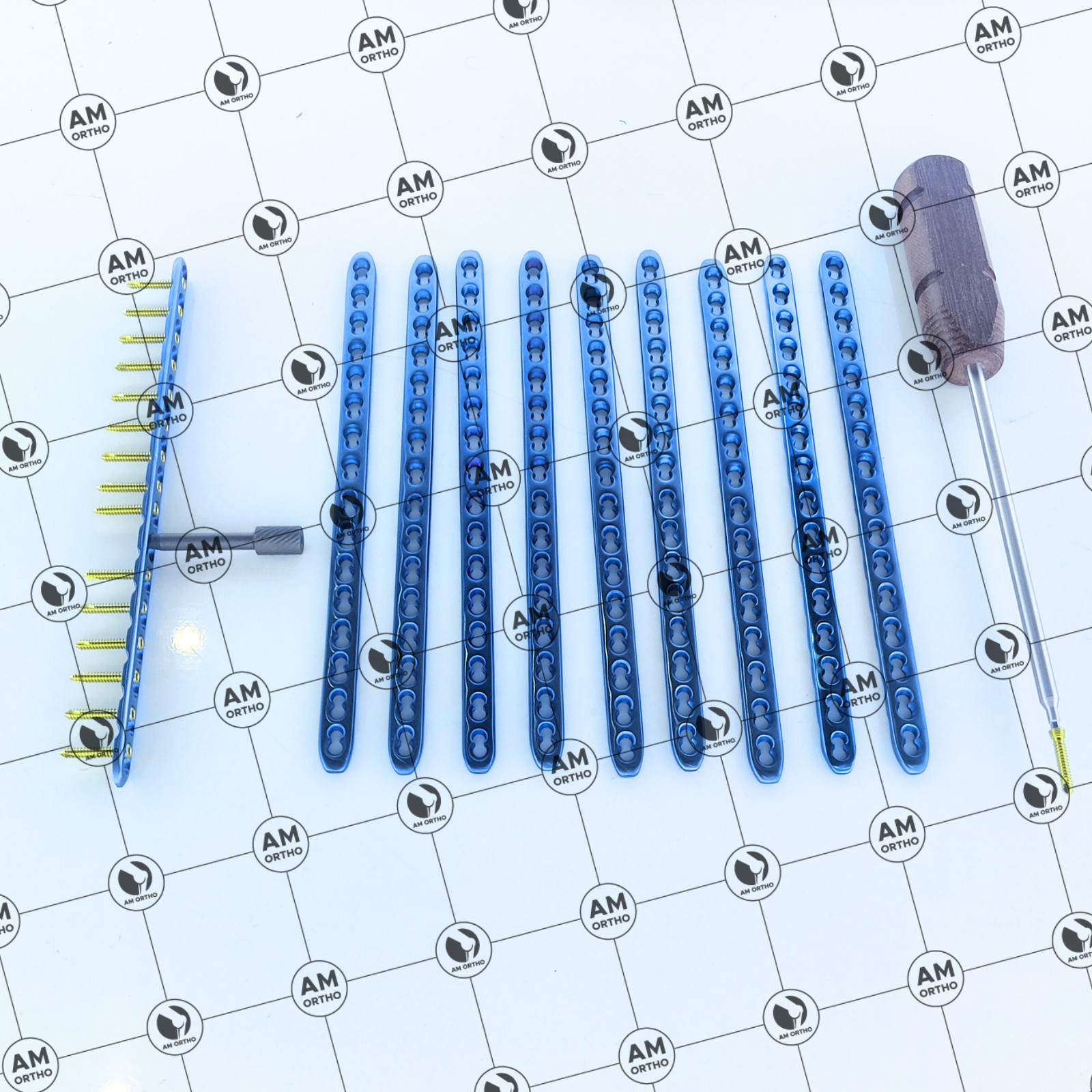 Veterinary Safety Locking 3.5mm Small Straight Plates 16H & Screws 82 Pcs Set Ti