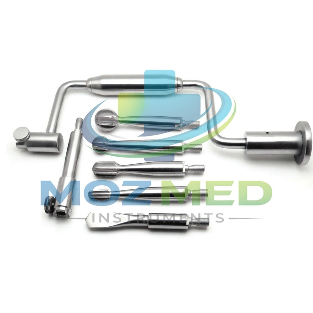 Hudson Brace Hand Drill Set with Box Surgical Orthopedic Instruments 7 Pcs