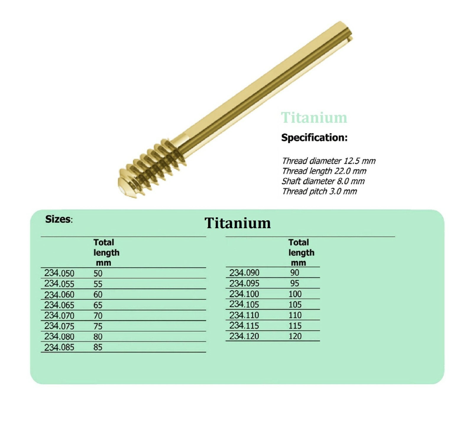 DHS/DCS SCREW TITANIUM (50 ITEMS PER LOT)