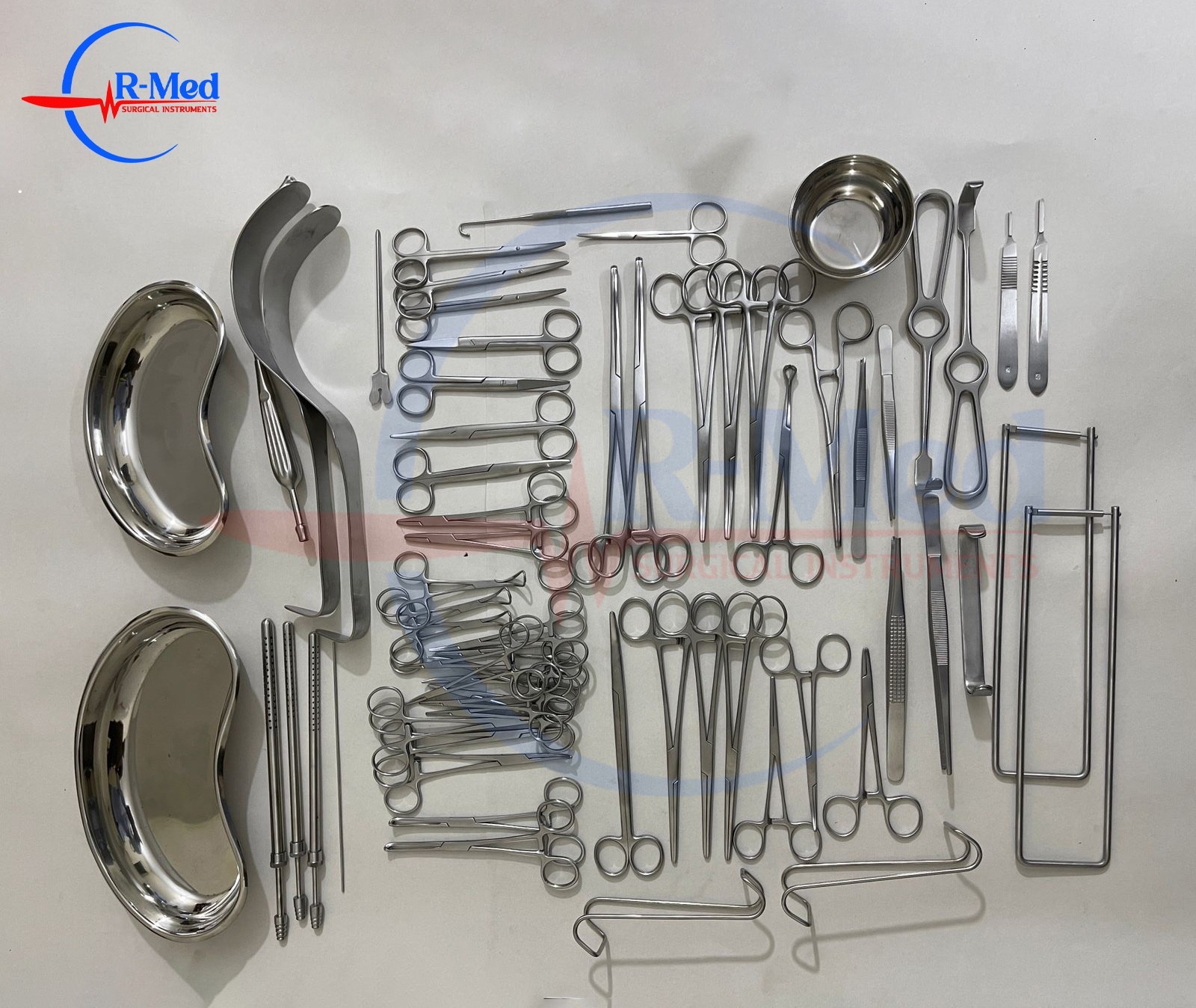 Catalogue of big abdominal surgery instrument set of 65 pcs