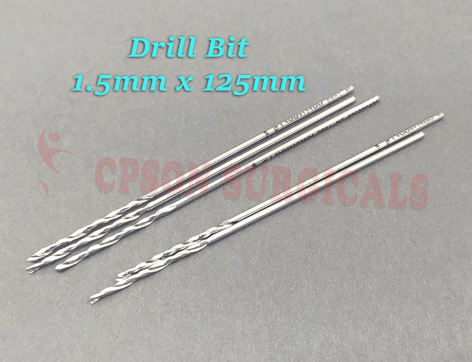 1.5mm x 125mm Drill Bit Veterinary Instrument Stainless Steel