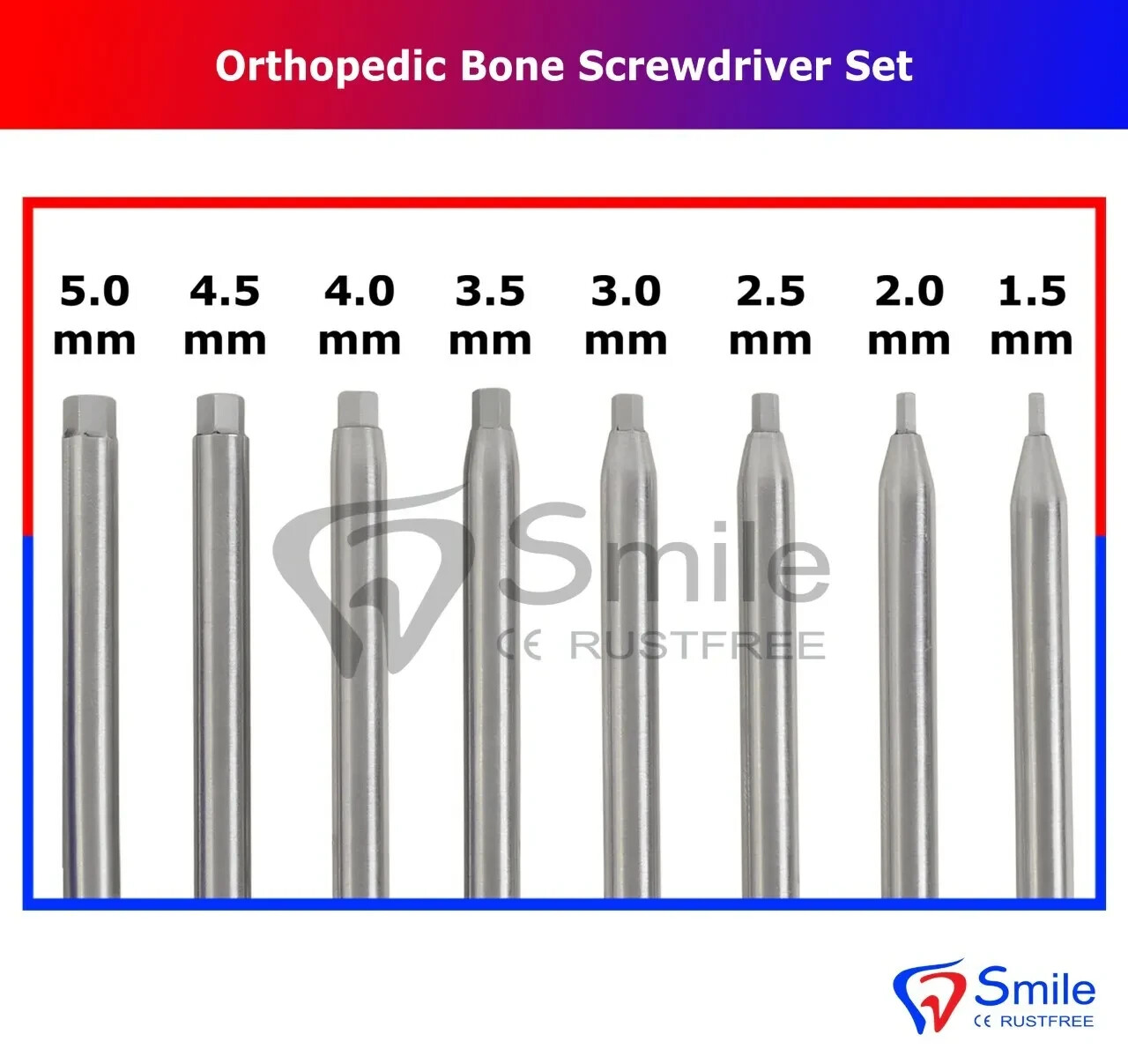 A Set Of 8 PCS Bone Screwdriver HEX Head Veterinary Orthopedics Instruments US