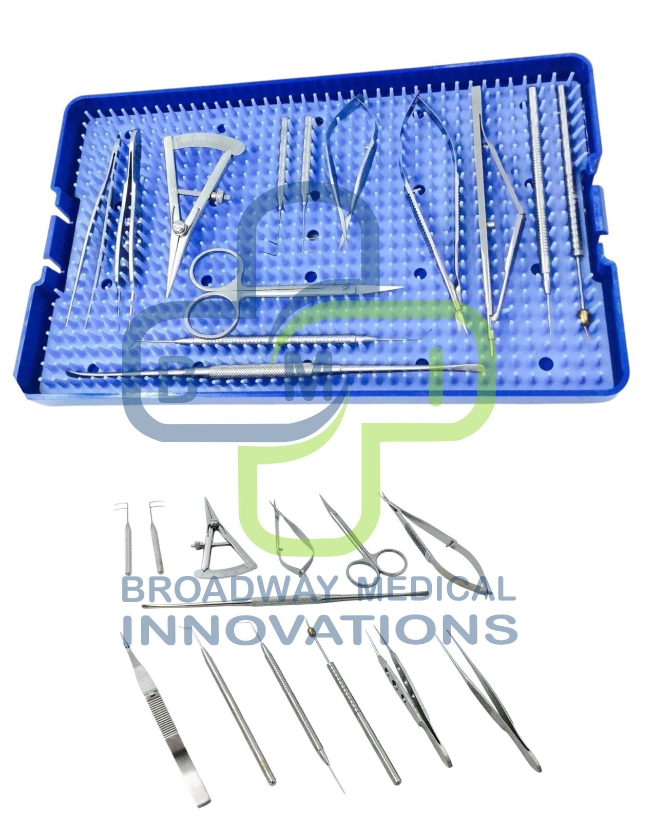 glaucoma surgical instruments kit set ophthalmic & silicone tray Stainless steel