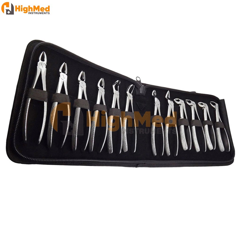 Set of 12 Pcs Extracting Forceps Dental Extraction Forceps Kit