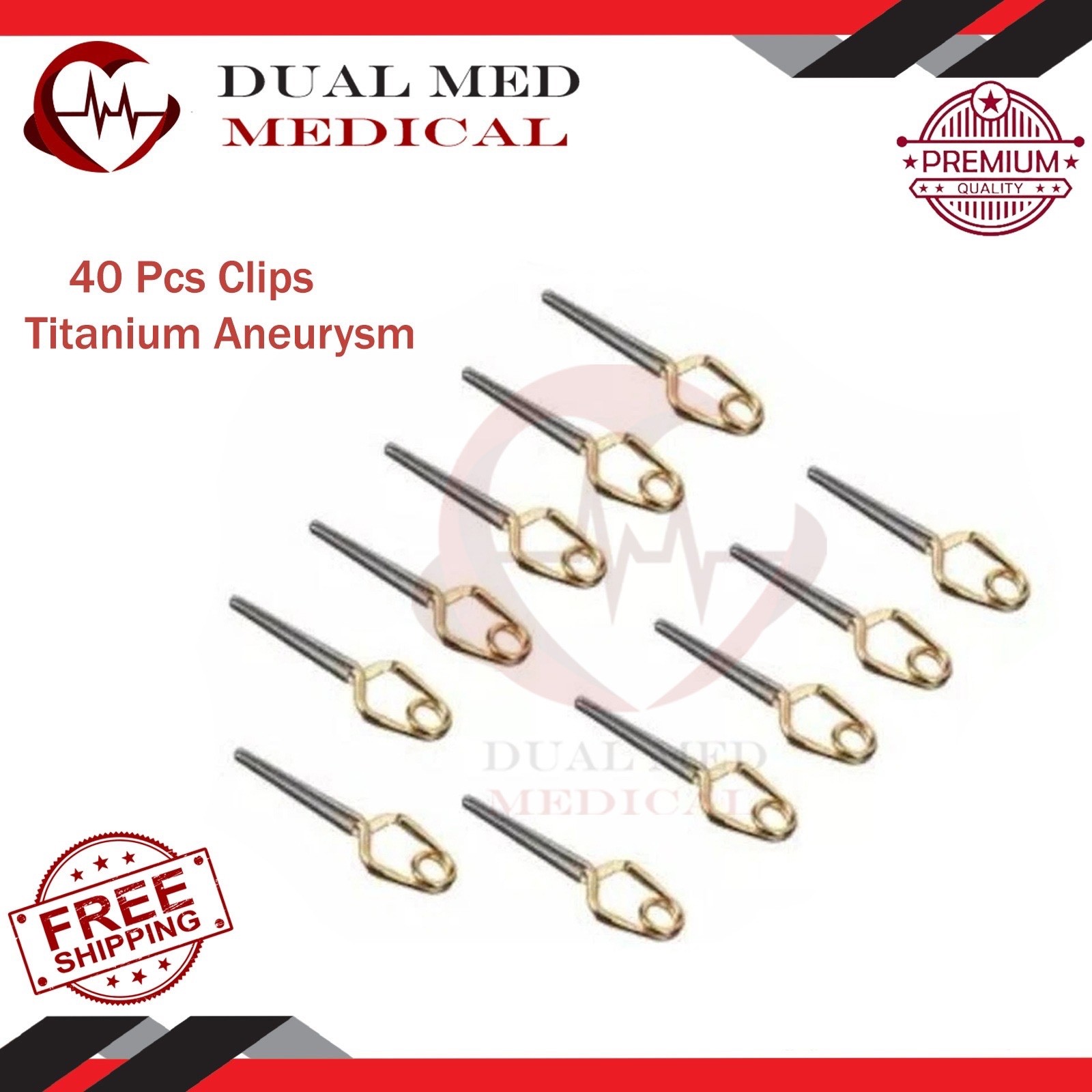 40 PCs Titanium Aneurysm Clips Neuro Surgery Vascular Micro Clips Surgical