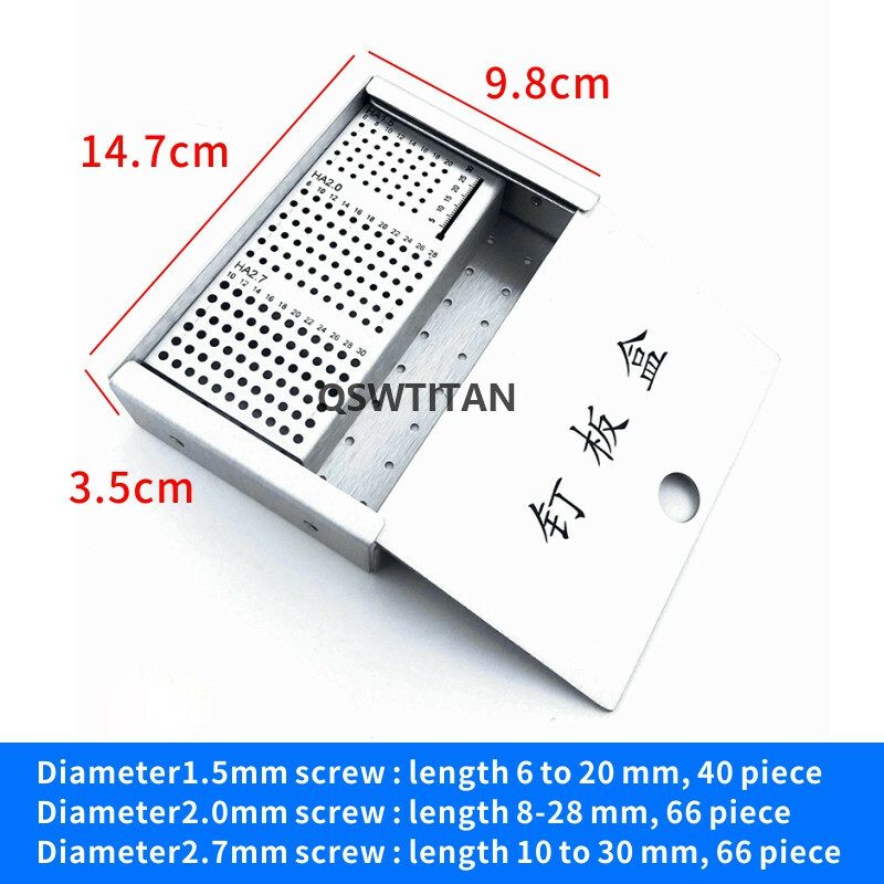 Orthopedics Instruments HA1.5mm 2.0mm 2.7mm Bone Screws Rack Sterilization Box