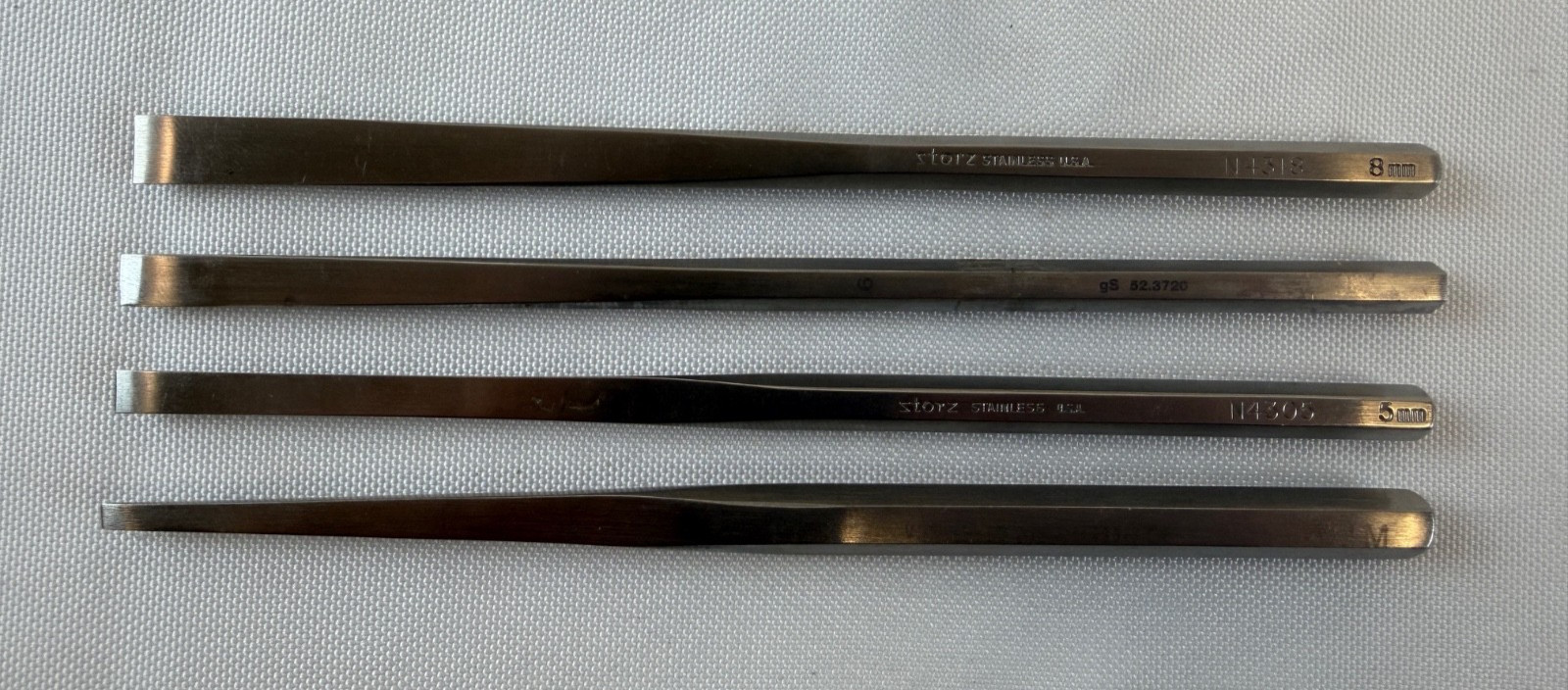 Set of 4 Storz Millennium Surgical V. Mueller Hexagonal Handle 6″ Osteotomes ENT