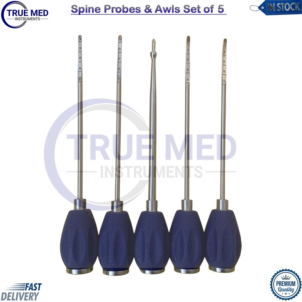 Spine Probes & Awls Set of 5 – Neurosurgery Orthopedic Surgical Instruments