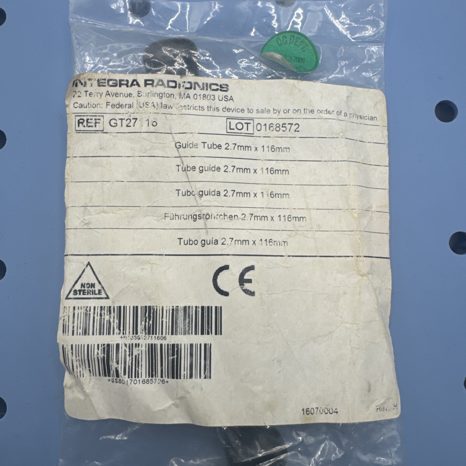Integra Radionics GT27116 Guide Tube 2.7mm x 116mm