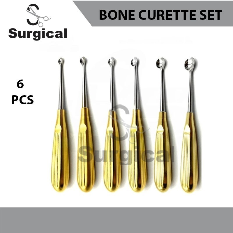 Spratt Brun Bone Curette Set 6 Pcs | 17cm Straight | Surgical Instrument