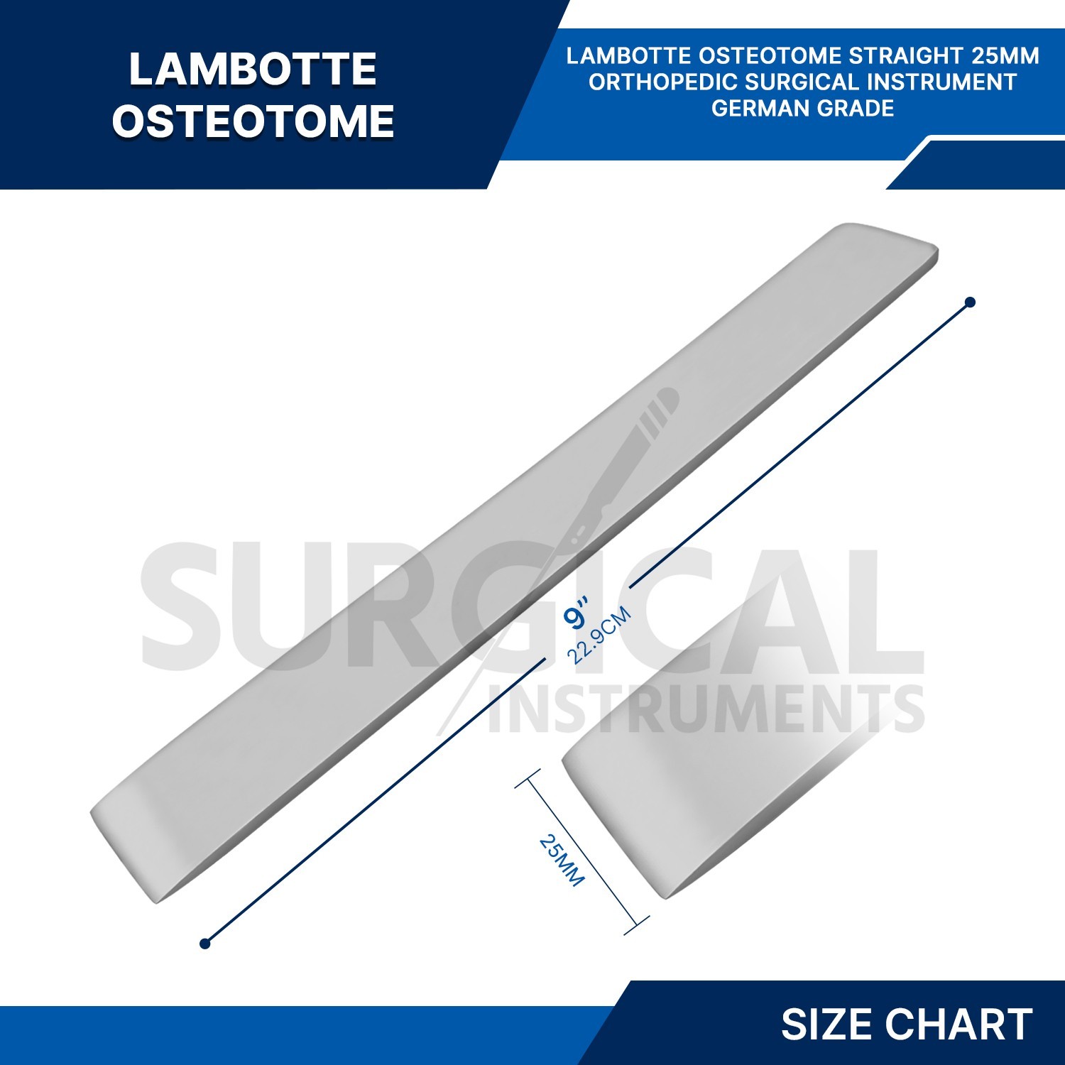 Lambotte Osteotome 9″ with 25mm Tips Orthopedic Surgical Instrument German Grade