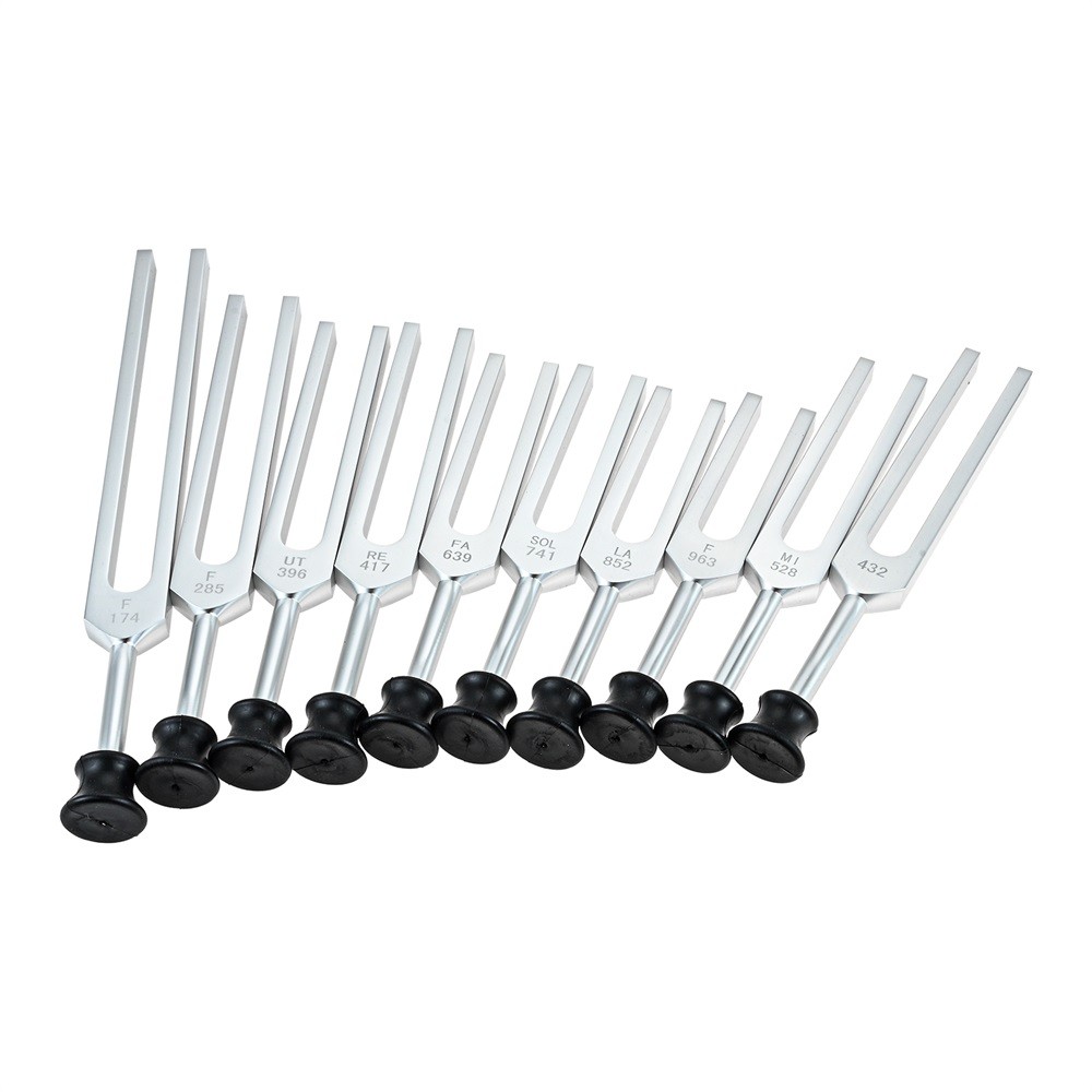 Silver 10 Tuning Forks Set Aluminum Alloy for Healing with Aluminum Gift Box