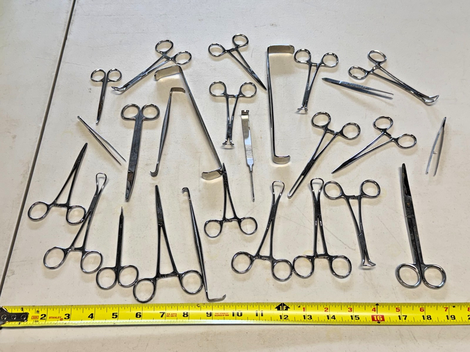 Lot of Assorted Surgical Tools Backhaus Towel Clamps, Forceps, Scissors, Tweezer