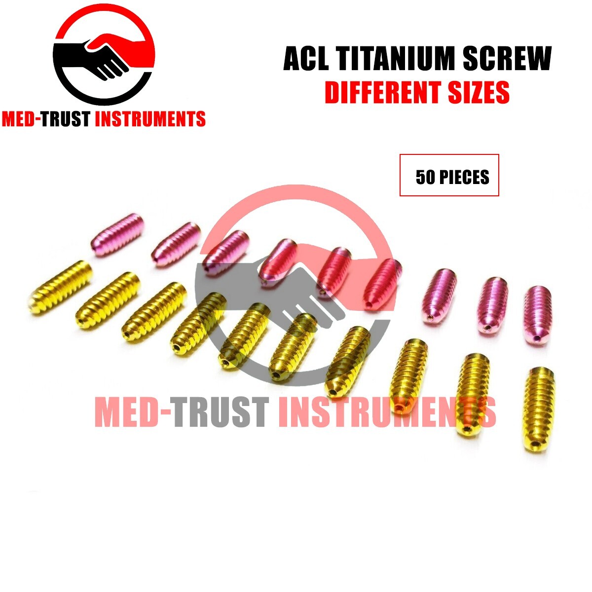 ACL Titanium Screw (Lot of 50pcs) with Different size orthopedic Instrument