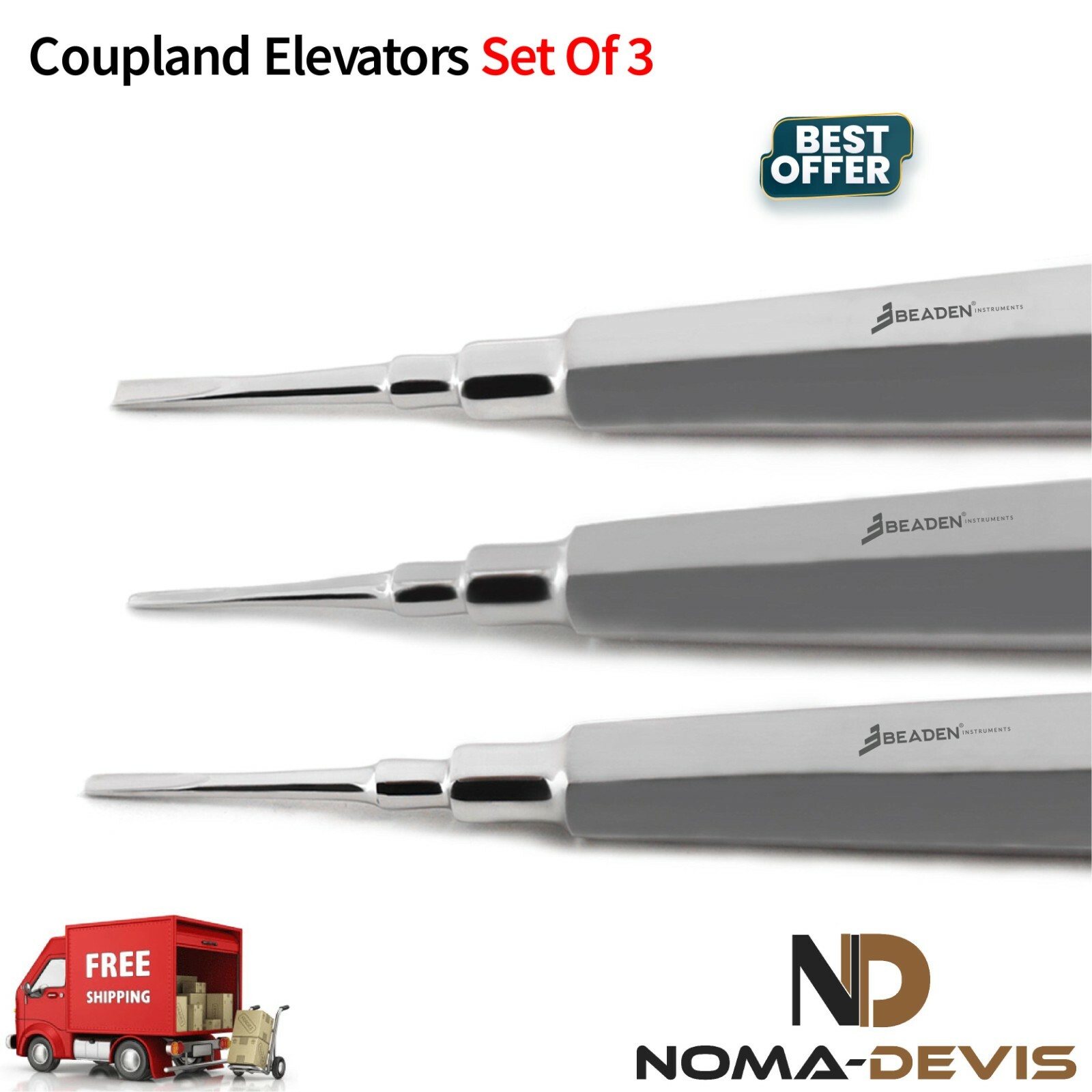 Surgical Coupland Root Elevators Vets Oral Surgery Tooth Extraction Set of 3