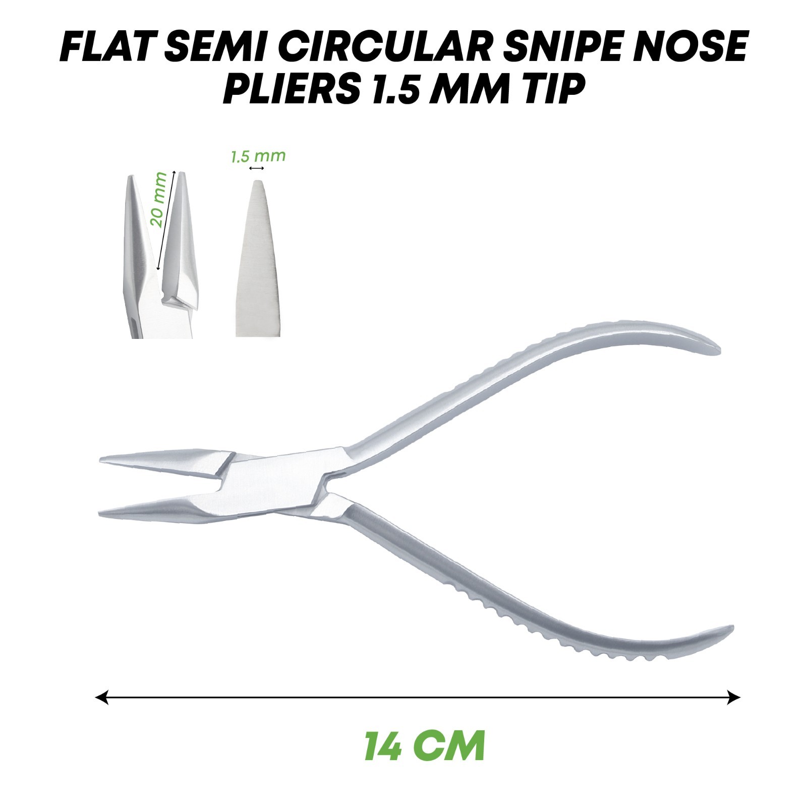 Flat Semicircular Snipe Nose Pliers 1.5mm Tip Surgical Instruments German