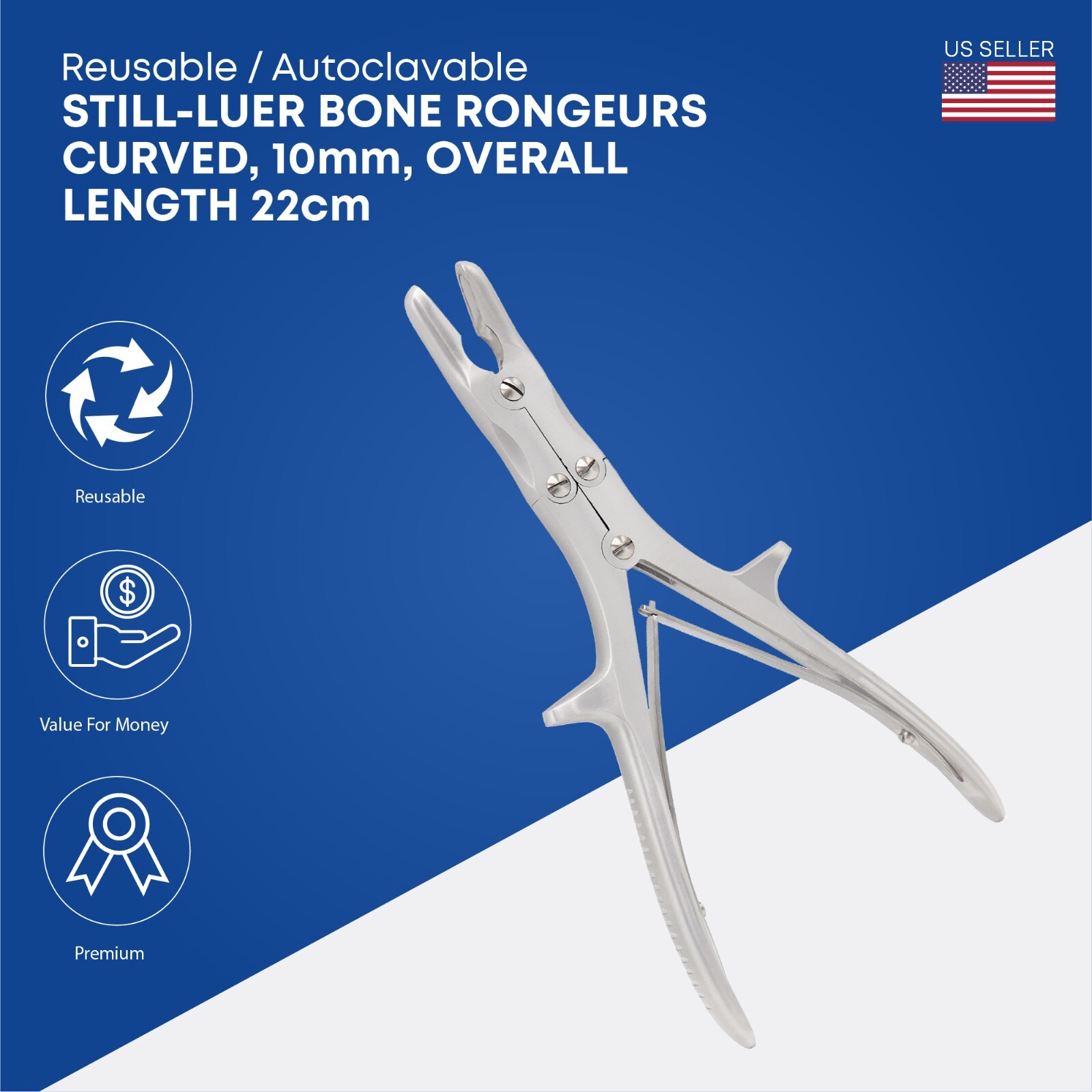 Stille-Luer Bone Rongeurs Double Action Curved – Orthopedic Surgical Instruments