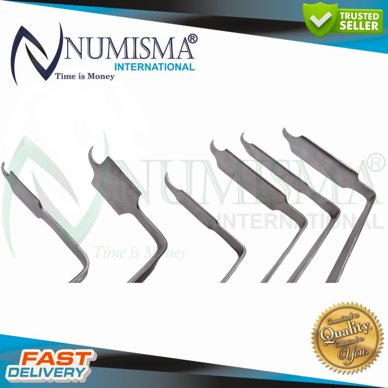 Hohmann Knee Retractors Bent Orthopedic Surgical Instruments Set of 6 Pieces CE