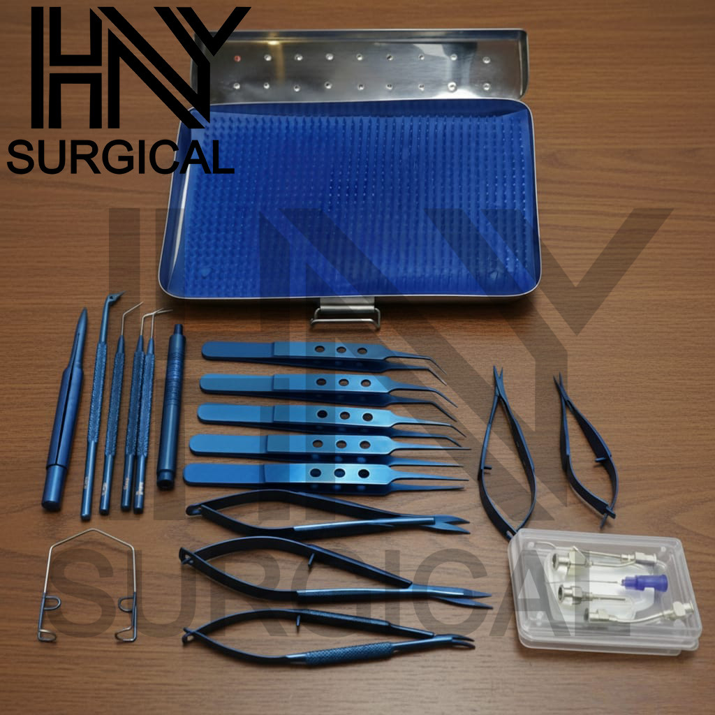 Eye Cataract Titanium Set 21 Pcs Ophthalmic Surgical Instruments Set With Box