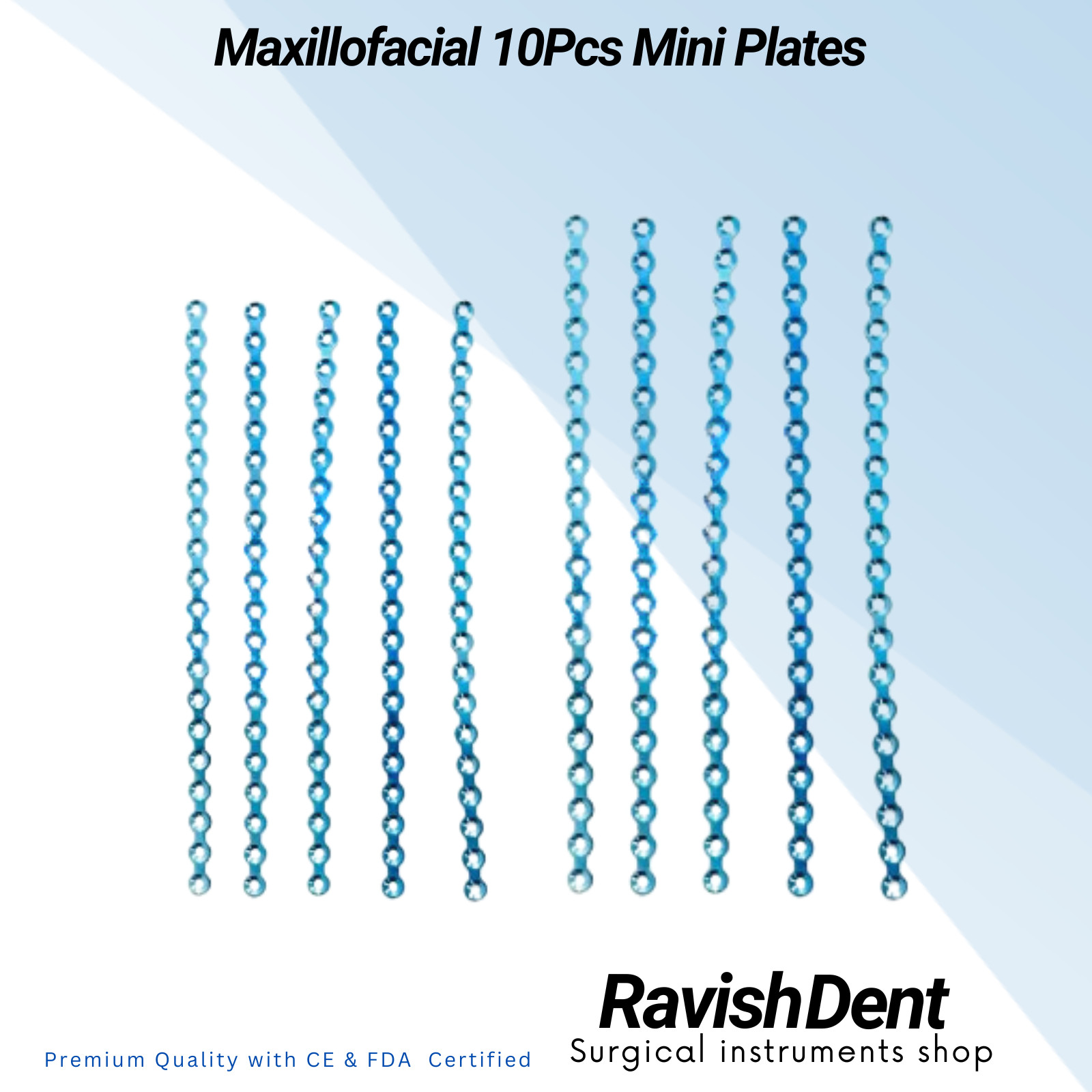Maxillofacial Mini Straight Plates 5pcs 2.0mm 5pcs 1.5mm Titanium 80pcs Screw DR