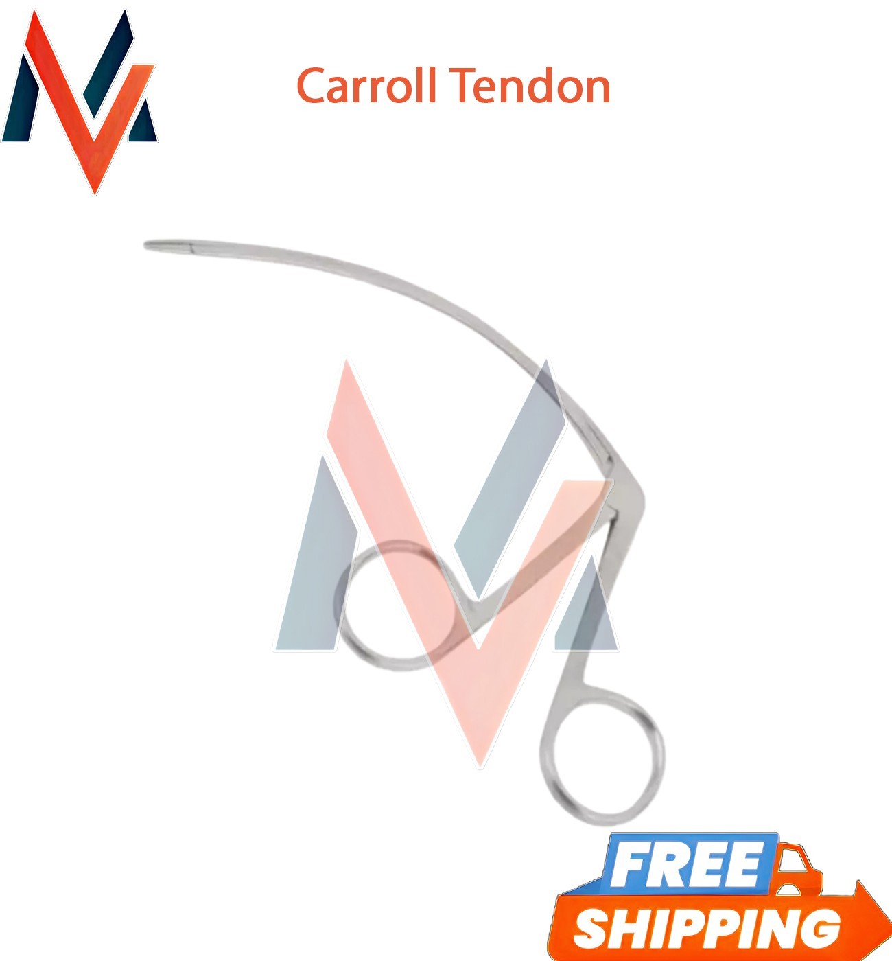 Carroll Tendon Pulling Forceps, 5.5 Curved Shaft, 2 x 8 mm Serrated, Premium