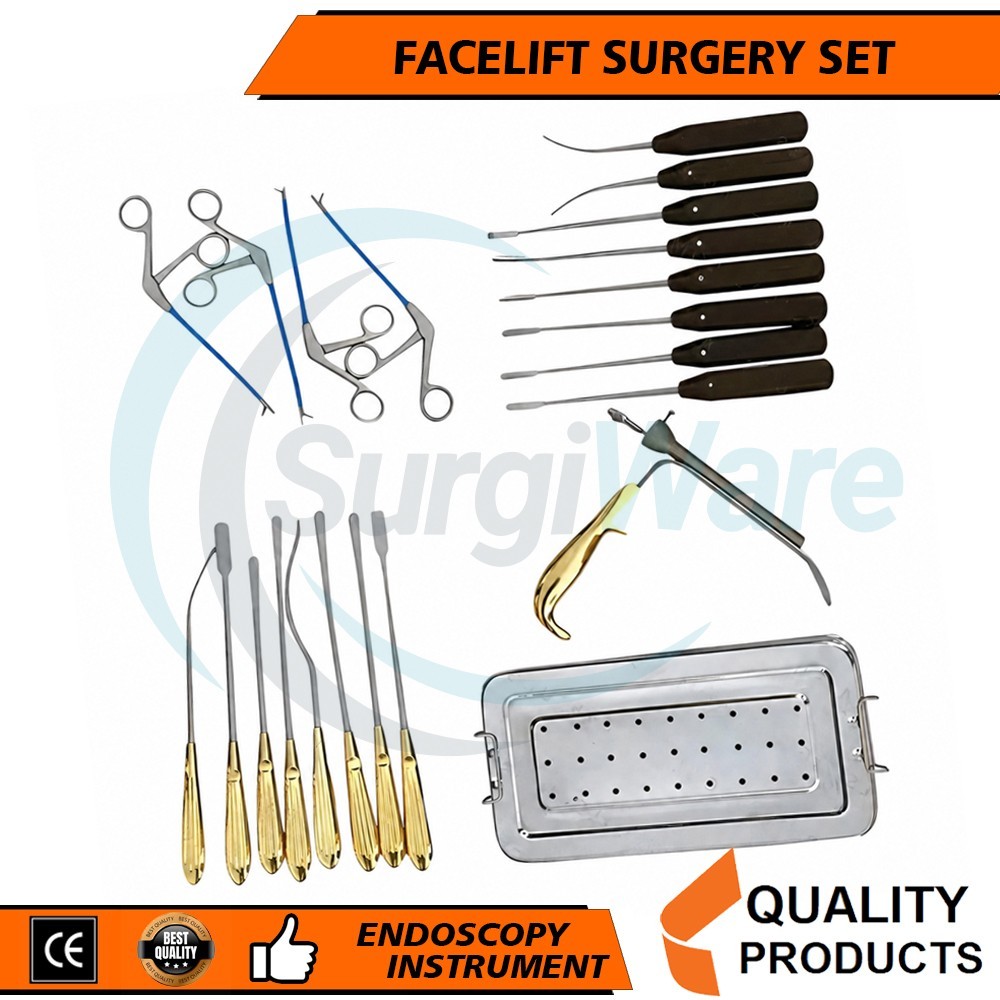 Endoscopic Face Lift Instruments Set of 21 Pcs Face Surgery Instruments