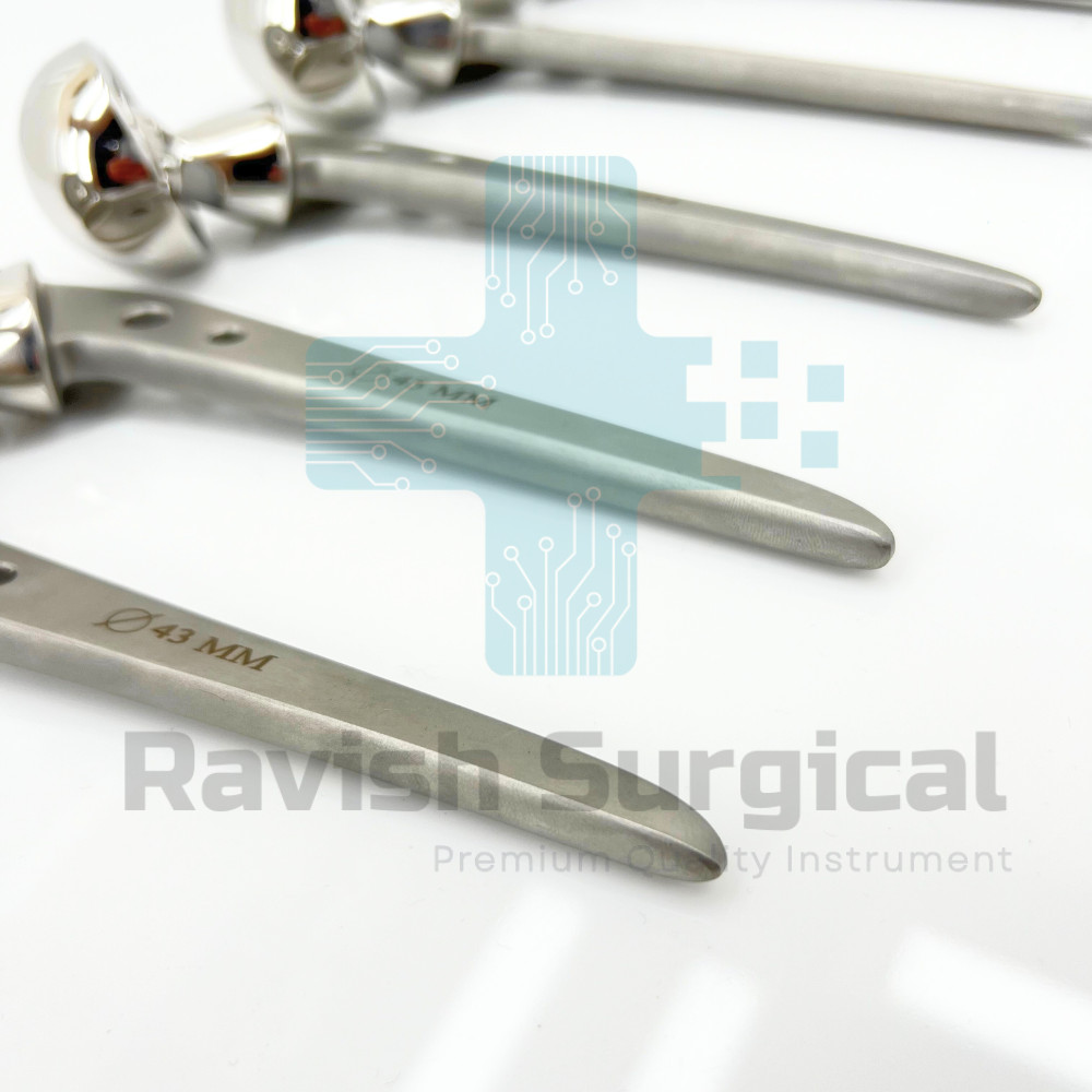 Reusable Bipolar Hip Prosthesis Fenestrated Set of 5 Stainless Steel Orthopedic