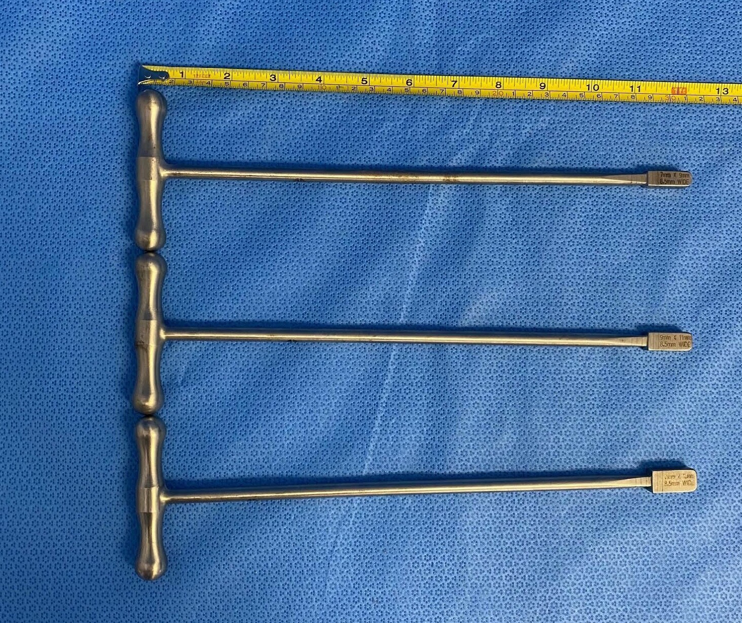 Osteotech 2124-007,2124-008, 2124-009 Set of 3 T-Handle Trial /Sizer