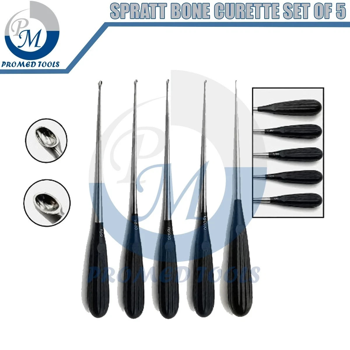 Spratt Bone Curette Set of 5 Bundle Straight 26cm Orthopedic Instruments