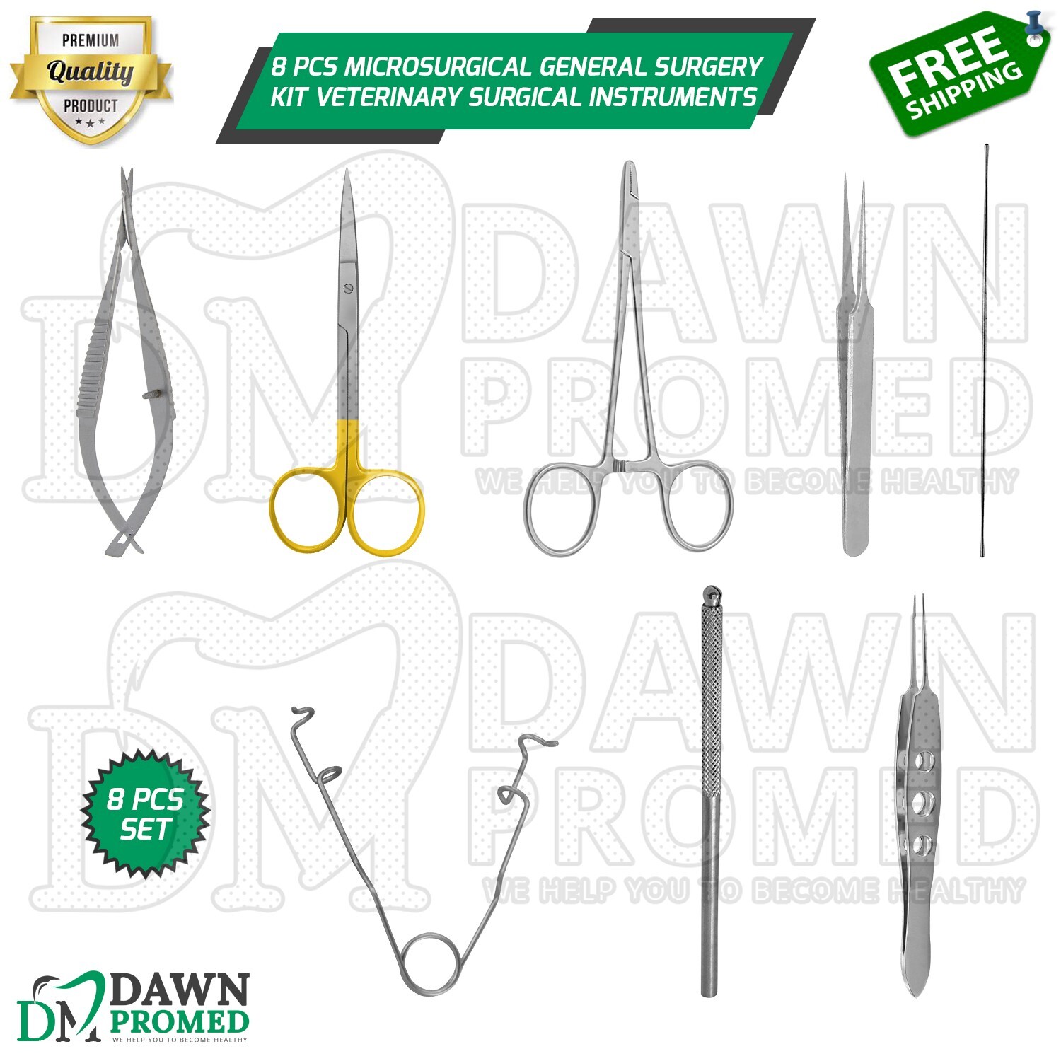 8 Pcs Microsurgical General Surgery Kit Veterinary Surgical Instruments German G