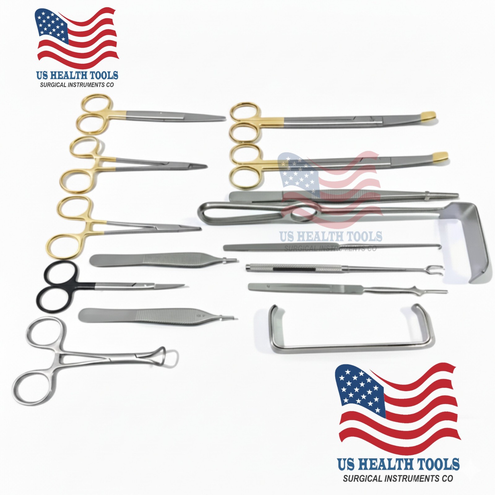 Face & Forehead Lift Plastic Surgery Instruments Set of 19 Pieces