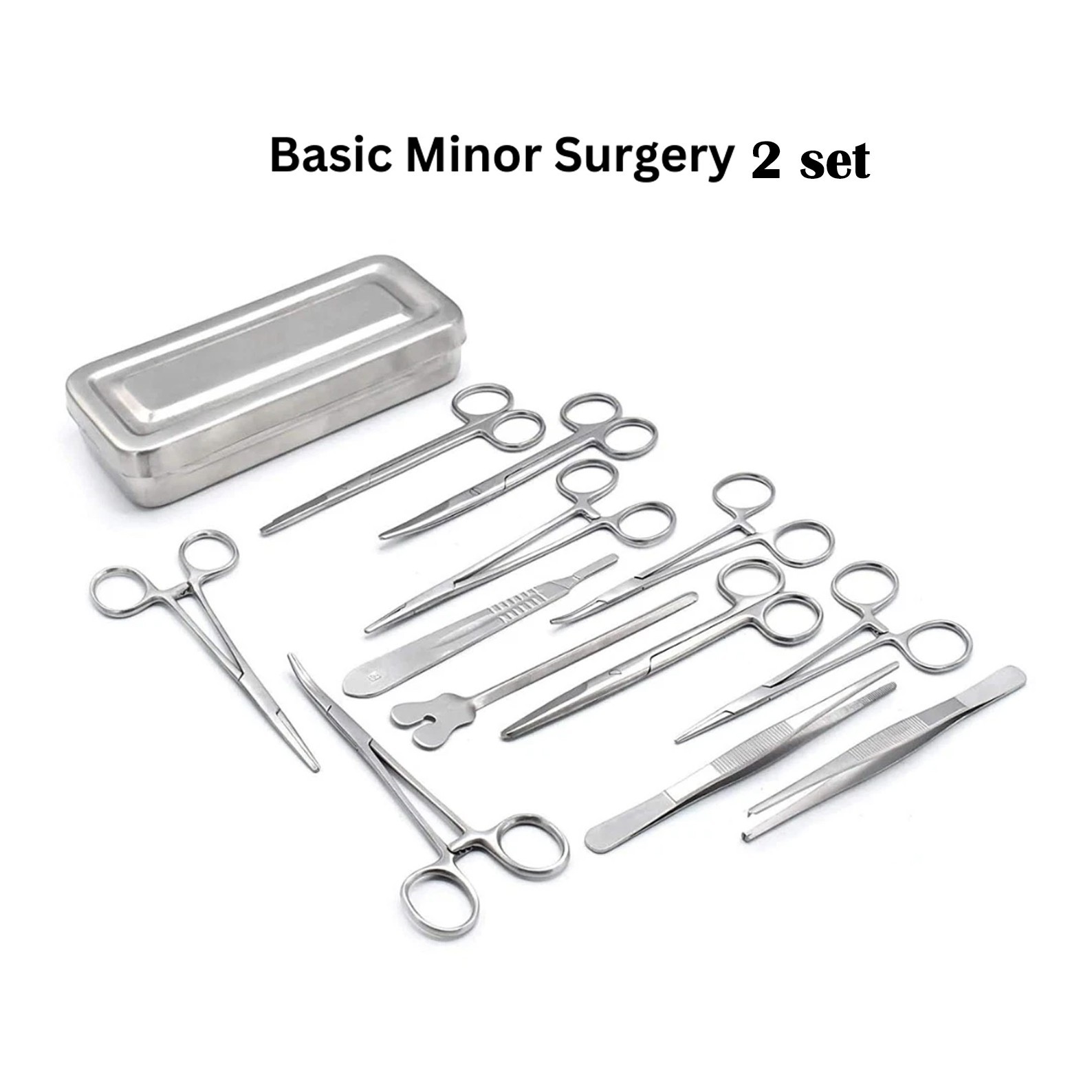 2 Set 26 Pieces Basic Minor Surgery Kit-With Steel Box-Surgical Instruments