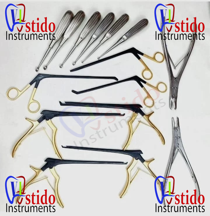 Kerrison Rongeurs Bone Curettes 15 PCs Set Surgical Orthopedic Instrument
