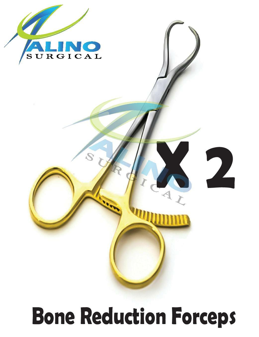 SET OF 2 Bone Reduction Forceps 8” Gold Plated Orthopedic Surgical Instruments